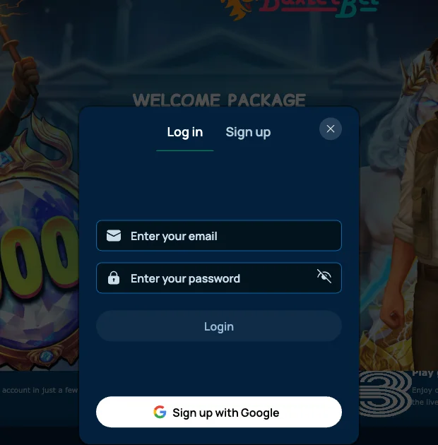 Baxterbet Casino login form